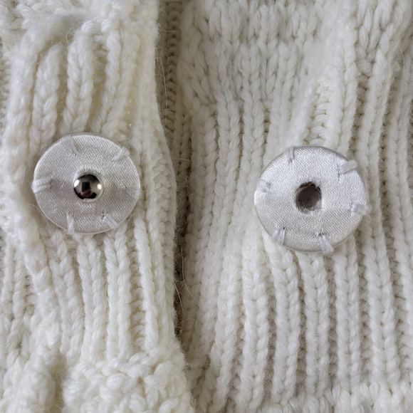 WHBM Knit Cardigan Blazer Size S Cream Fitted Crochet Covered Snap Long Sleeve - Picture 5 of 12